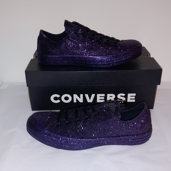 Converse Shoes - Purple black galaxy glitter low top converse